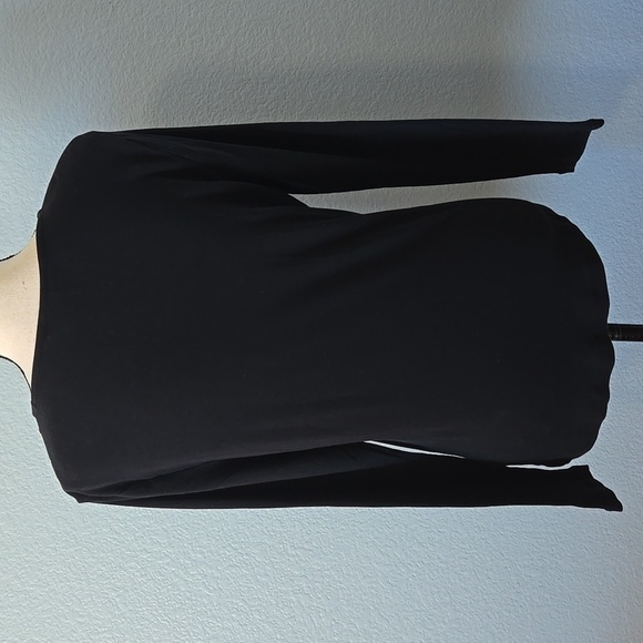 RALPH LAUREN Button Shoulder Crew Neck Long Sleeve Top Black Sz XL Preppy - Picture 7 of 12